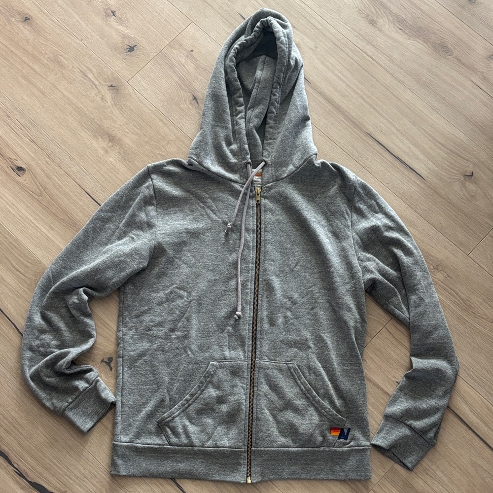 Aviator Nation Gray Hoodie with Logo Patch